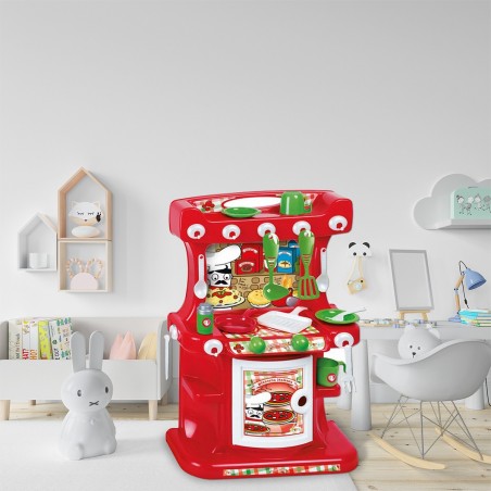 Mister Chef Kitchen 415405 Cuisine pour enfants rouge 58h cm 15 Pcs Junior Toys