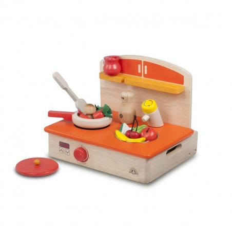 Cuisine portable réaliste pour les enfants 145571 avec poêle et palette