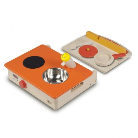 Cuisine portable réaliste pour les enfants 145571 avec poêle et palette