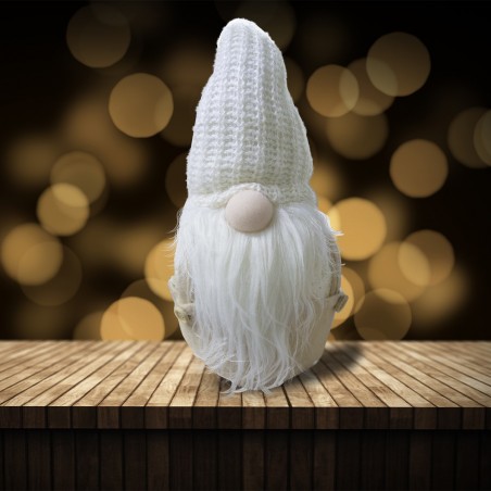 Décoration de Noël gnome blanc 308029 batterie lumière 15x15x45h cm