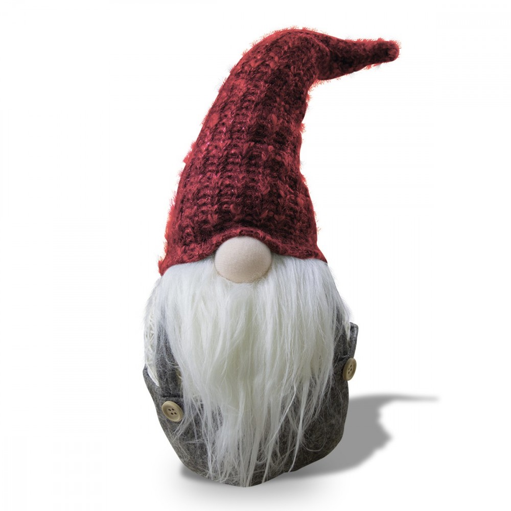 Décoration de Noël gnome gris et rouge 308030 batterie lumière 15x15x45h cm