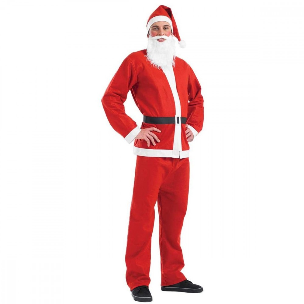 Costume rouge de père noël 206470 taille unique 5 pièces en polyester