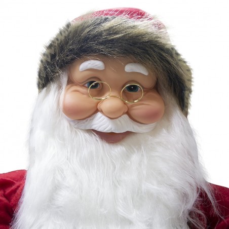 Père Noël rouge et gris 80cm 900669 décoration musique lumières et mouvement