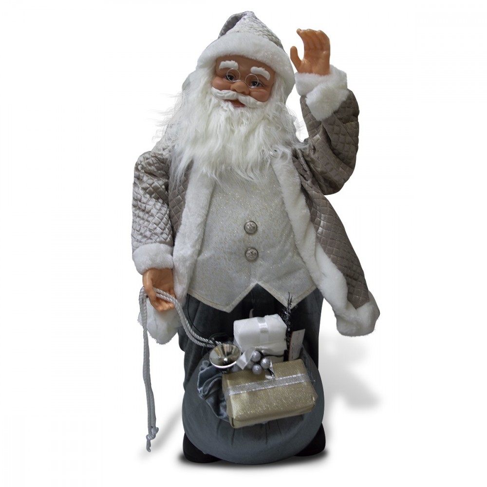 Santa Claus champagne 80cm 900881 décoration avec musique, lumières et mouvement