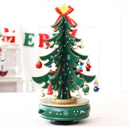 Décorations de Noël 740190 boîte à musique arbre de Noël base en bois 25x20 cm