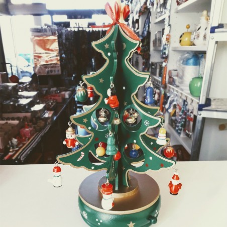 Décorations de Noël 740190 boîte à musique arbre de Noël base en bois 25x20 cm