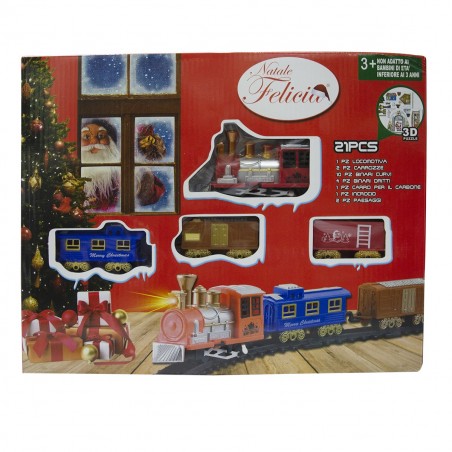 Train de Noël et piste avec Puzzle 3D sous arbre 21Pz 258053 longueur 250cm