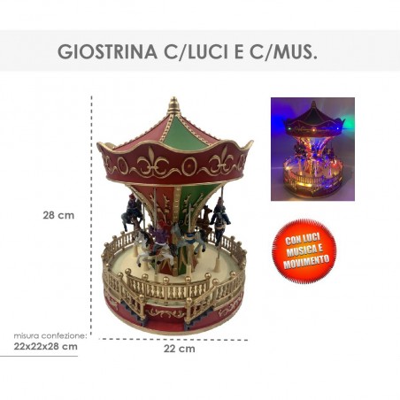 Carrousel de Noël avec des chevaux 367001 , 28x22cm boîte à musique