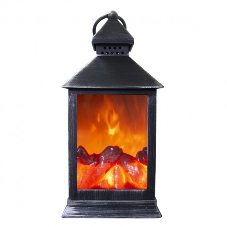 Lanterne avec feu faux led 11x10x25h cm 944666 couleur argent antique