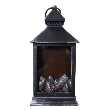 Lanterne avec feu faux led 11x10x25h cm 944666 couleur argent antique