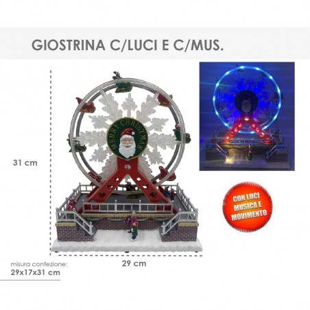 Carrousel de Noël Grande roue 367003 avec musique, lumières et mouvement 29x31cm