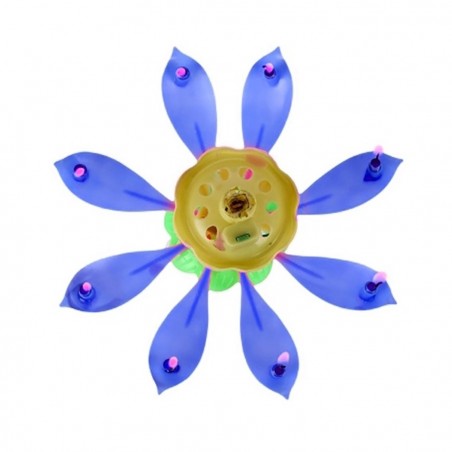 Bougie en forme de fleur musicale 456910 avec effets sonores et tournant BLEU