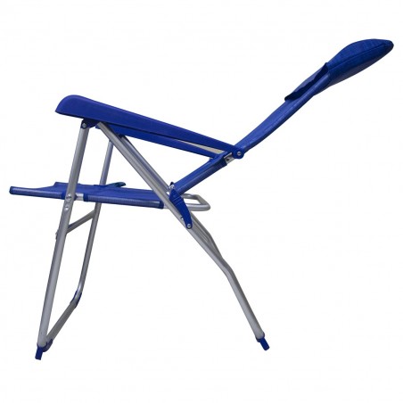 Couple Chaises longues 379530 inclinable 8 positions tube 22mm en aluminium BLEU