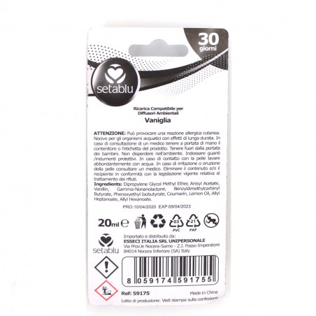 Setablu Arôme vanille 20 ml compatible 591755 pour diffuseurs environnementaux