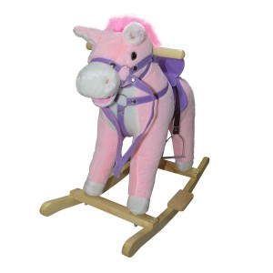 Cheval à bascule en peluche et bois 432013 bouge la... 2