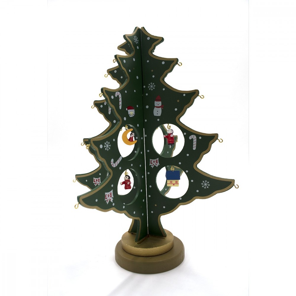 Décoration de Noël 743535 arbre de Noël 29cm avec 20 accessoires de base en bois