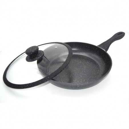 DGBAVARIA set 6 pièces poêles et couvercles 120001 NOIR en pierre 20-24-28cm