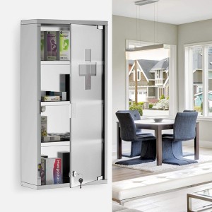 Armoire de pharmacie avec clé en acier inoxydable verre... 2