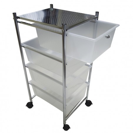 Panier multifonction Porte-objets esthéticiennes maison 4 tiroirs blancs , roues