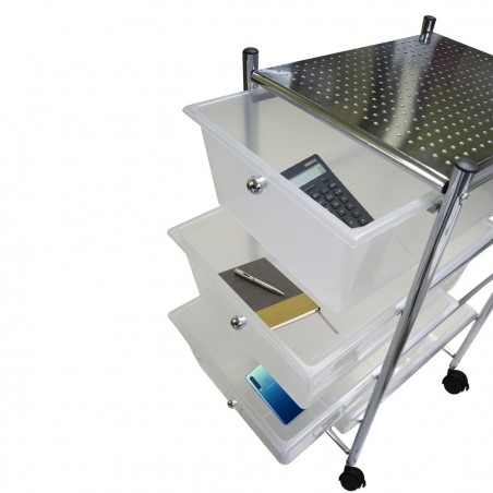 Panier multifonction Porte-objets esthéticiennes maison 4 tiroirs blancs , roues