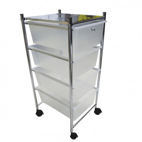 Panier multifonction Porte-objets esthéticiennes maison 4 tiroirs blancs , roues