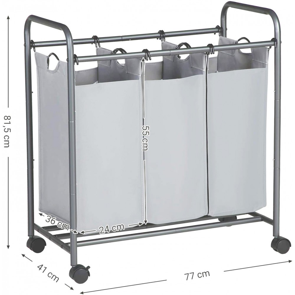 Panier Porte-objets et linge 3 sacs amovibles...