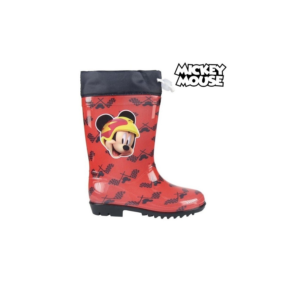 Bottine enfant 23-3486 galosce pluie de caoutchouc Mickey Rouge et noir