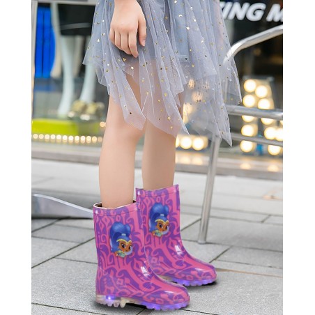 Bottine fille 23-2765 galosce semelle lumineuse Shimmer and Shine violet et rose