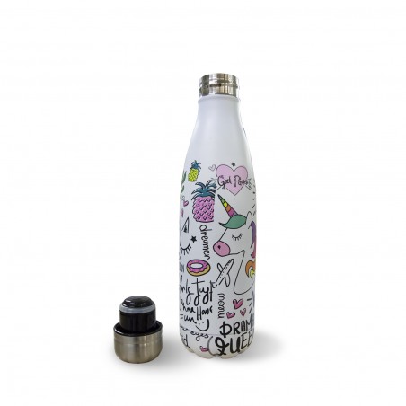 Bouteille UNICORN acier double paroi ID0009 réutilisable 500ml NO BPA