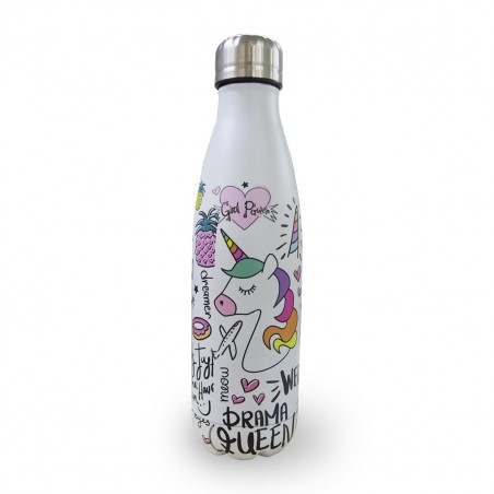 Bouteille UNICORN acier double paroi ID0009 réutilisable 500ml NO BPA