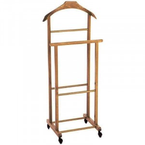 PORTEUR bois hêtre 2 montants 4 roues 43x33x105 h cm... 2