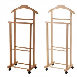 PORTEUR bois hêtre 2 montants 4 roues 43x33x105 h cm...