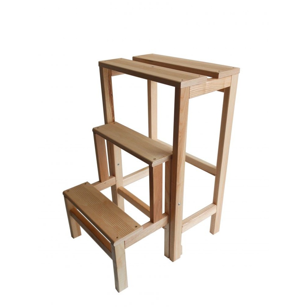 Tabouret escalier pliant art 264 abattant en bois 3 marches 37 x 23 x h60 cm