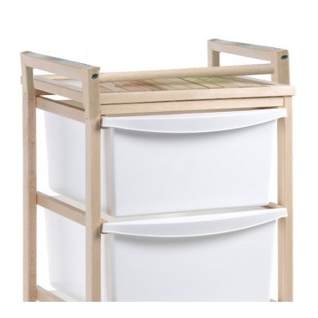 Meuble à tiroirs économiser de l’espace en bois 2 tiroirs 1 plateau 36x34xh50cm