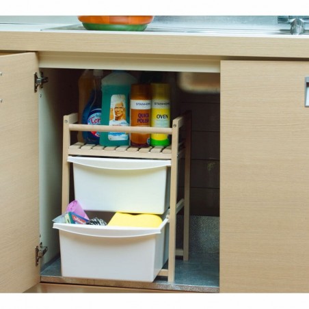 Meuble à tiroirs économiser de l’espace en bois 2 tiroirs 1 plateau 36x34xh50cm