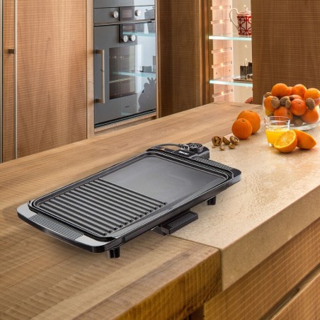 Maître Grill électrique EB1500 plaque 1500W anti-adhérent amovible 50x30x8h cm