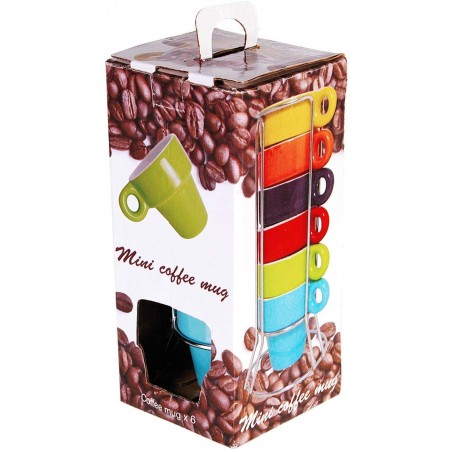 Mini Mug Café 788086 Set de 6 tasses colorées pour le café, avec stand 5x5 cm