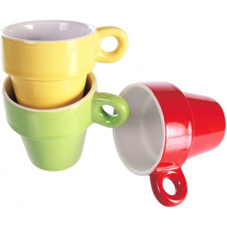 Mini Mug Café 788086 Set de 6 tasses colorées pour le café, avec stand 5x5 cm