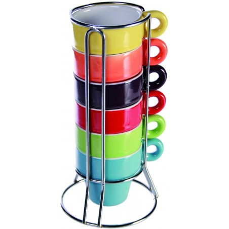 Mini Mug Café 788086 Set de 6 tasses colorées pour le café, avec stand 5x5 cm