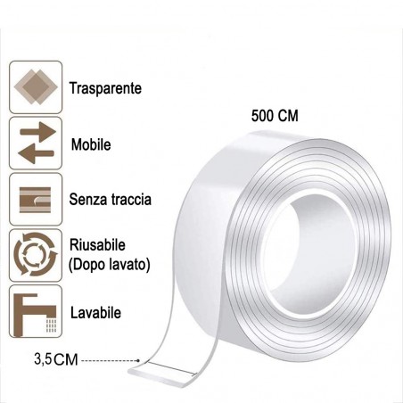 Ruban adhésif extra-fort 784095 sans trace 3,5cm x 5 mt TRANSPARENT
