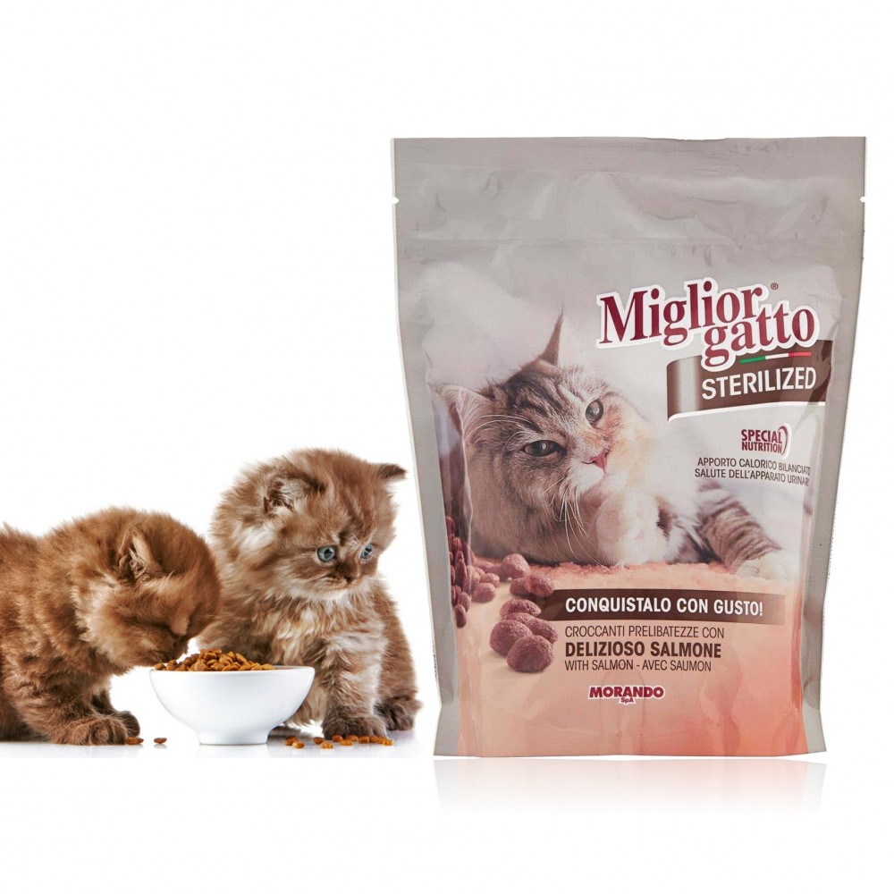 Morando Best Cat STERILIZED Croquettes avec Délicieux SAUMON 400g