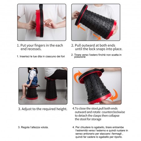 Tabouret rétractable 360085 portable Nylon haute résistance rétractable 47hx25cm