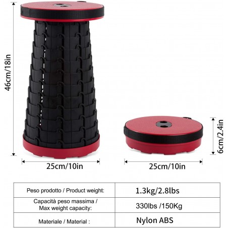 Tabouret rétractable 360085 portable Nylon haute résistance rétractable 47hx25cm