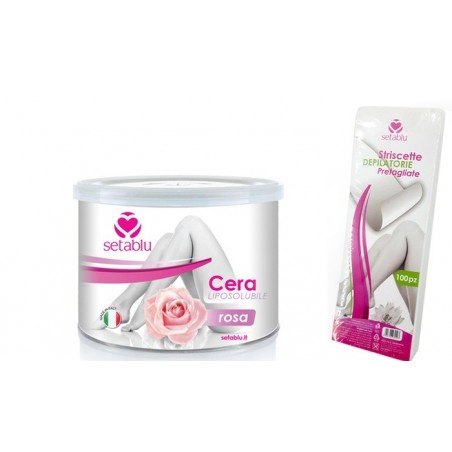 Kit SETABLU cire peaux sensibles, huile d’amande,spatules et bandes dépilatoires
