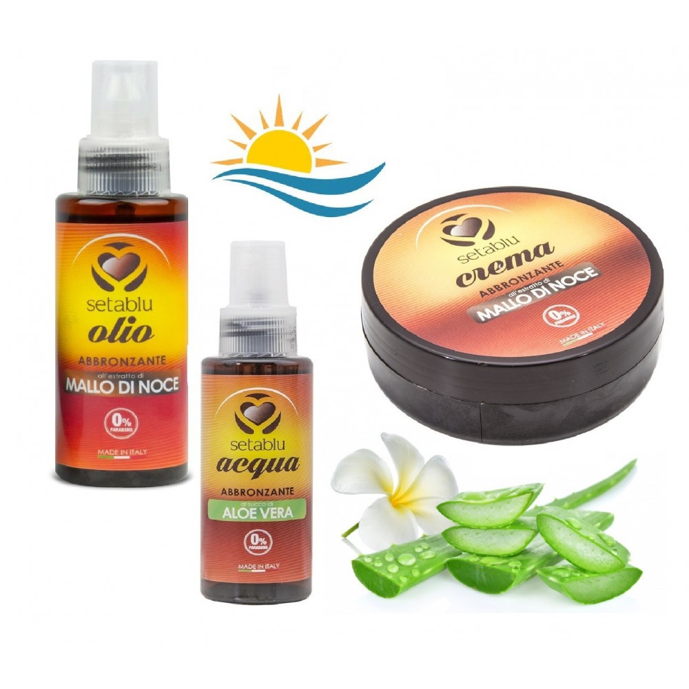 SET 3 pièces SETABLU Crèmes et huiles de bronzage au mallo de noix 100gr