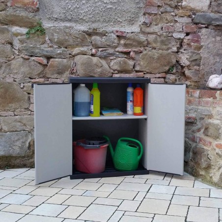 Armoire 2 portes basse 2 étages 68x39,5x85 CM Art 9235 mobile , plastique rigide