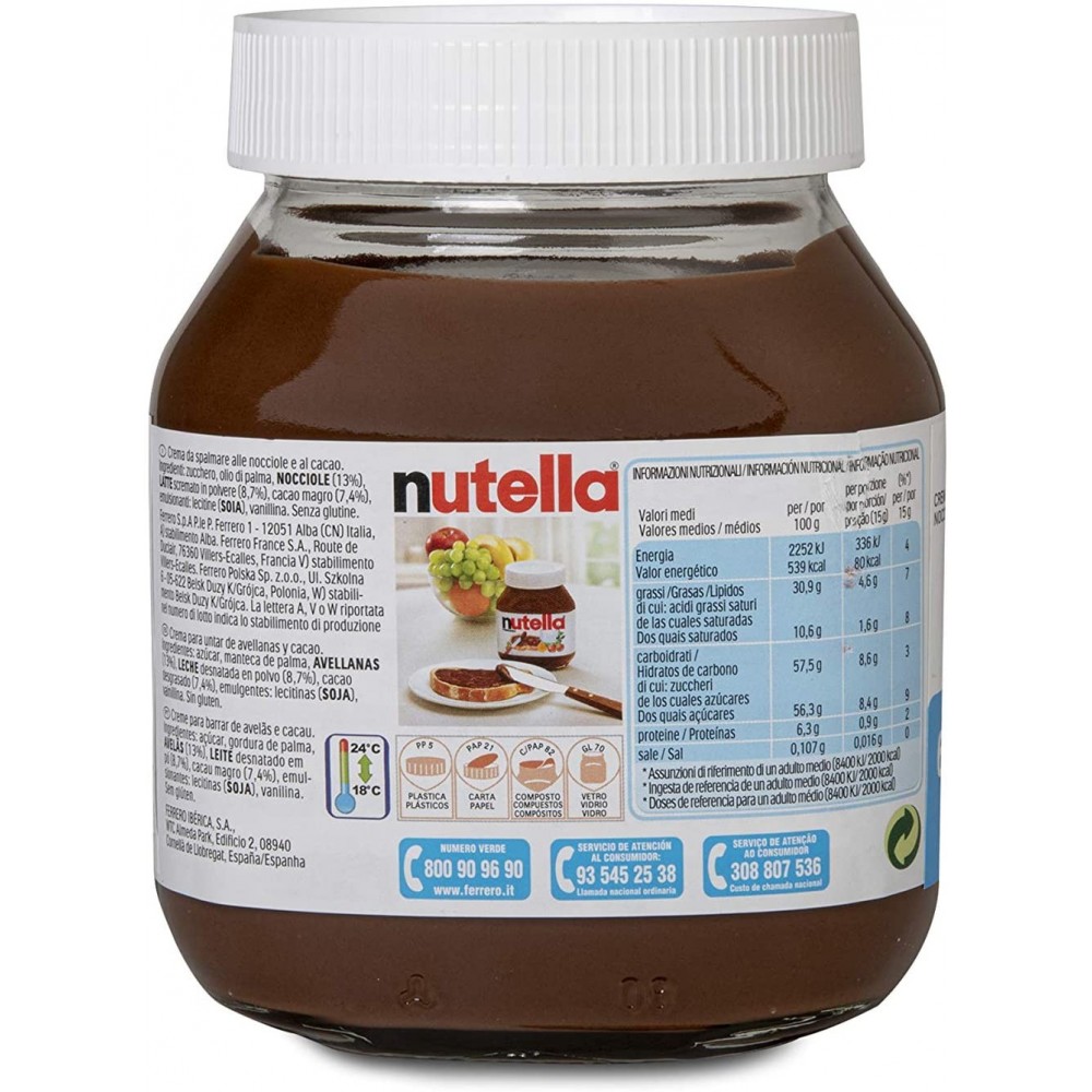 Boîte en verre Ferrero Nutella 600gr crème de...