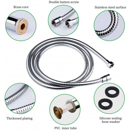 RILUX Flexible 150 cm en métal pour douche 368455 avec raccord 1/2"