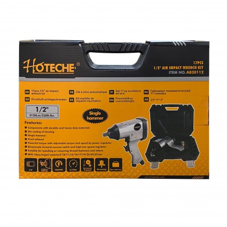 Visseuse à air comprimé pneumatique HOTECHE 1/2 pouce A830122 mallette 17pz