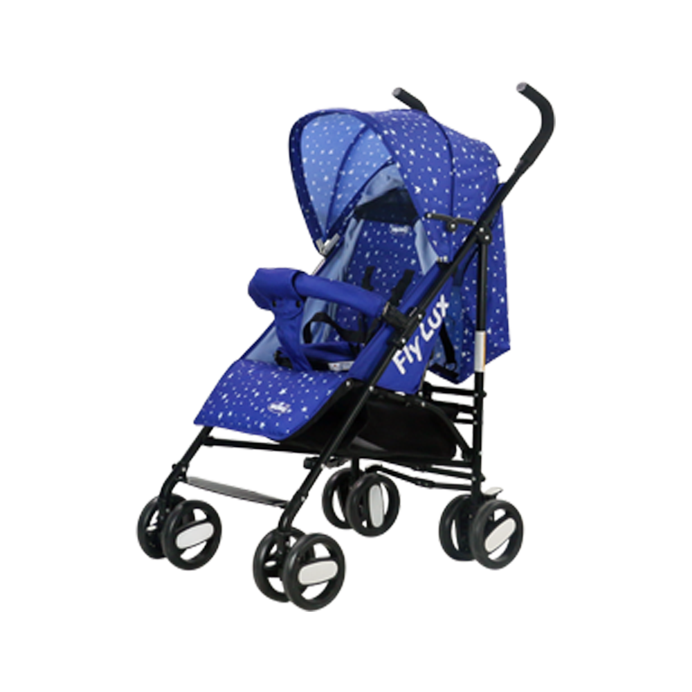 Poussette NUNU' Fly Lux NU-S200-BL bleue avec étoiles 516100 sac 105x50x63 cm